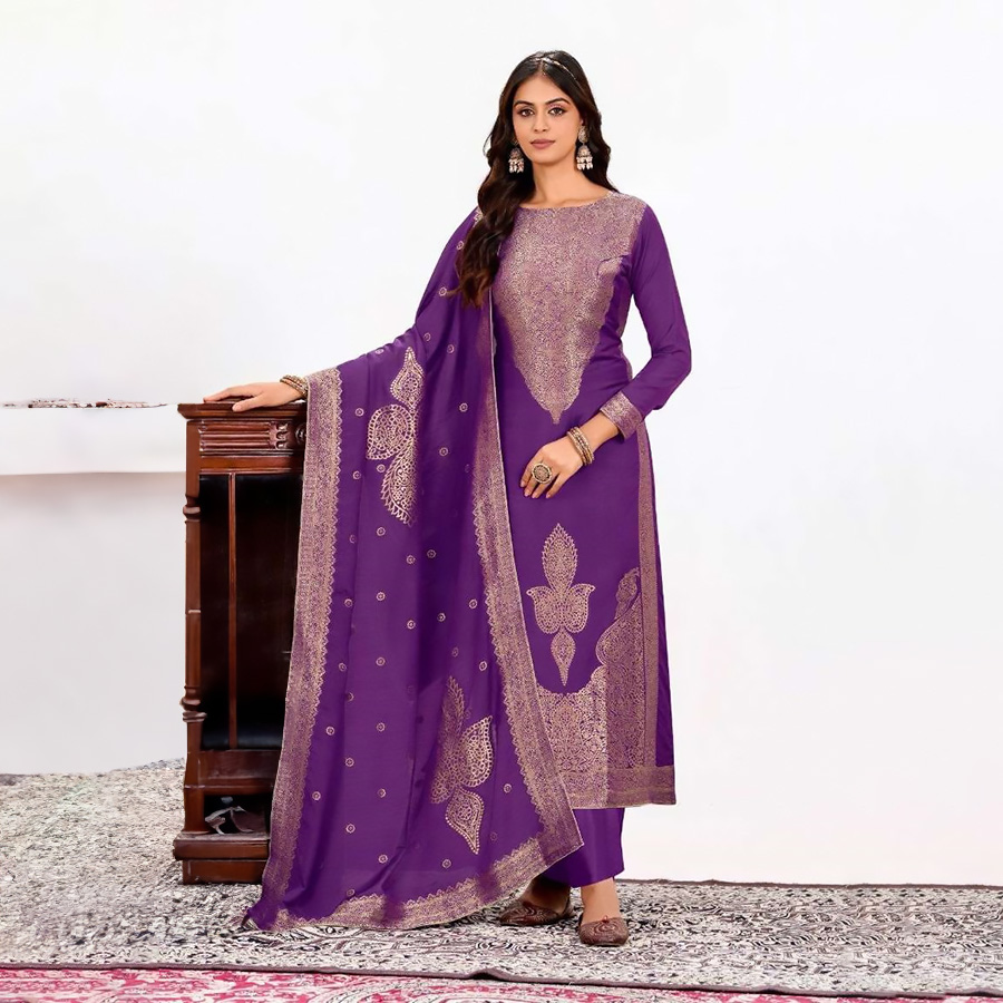 Purple Muslin  Casual Suit