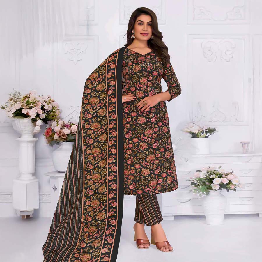 Green  Cotton Casual Wear Salwar Kameez