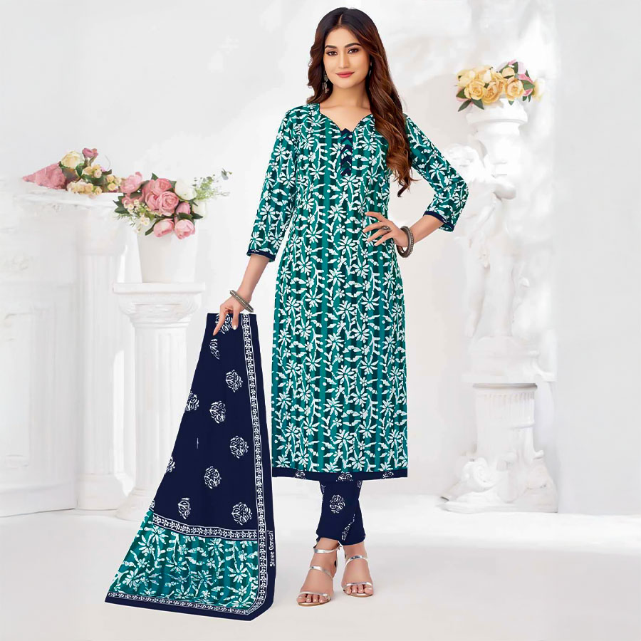 Blue  Cotton Casual Wear Salwar Kameez