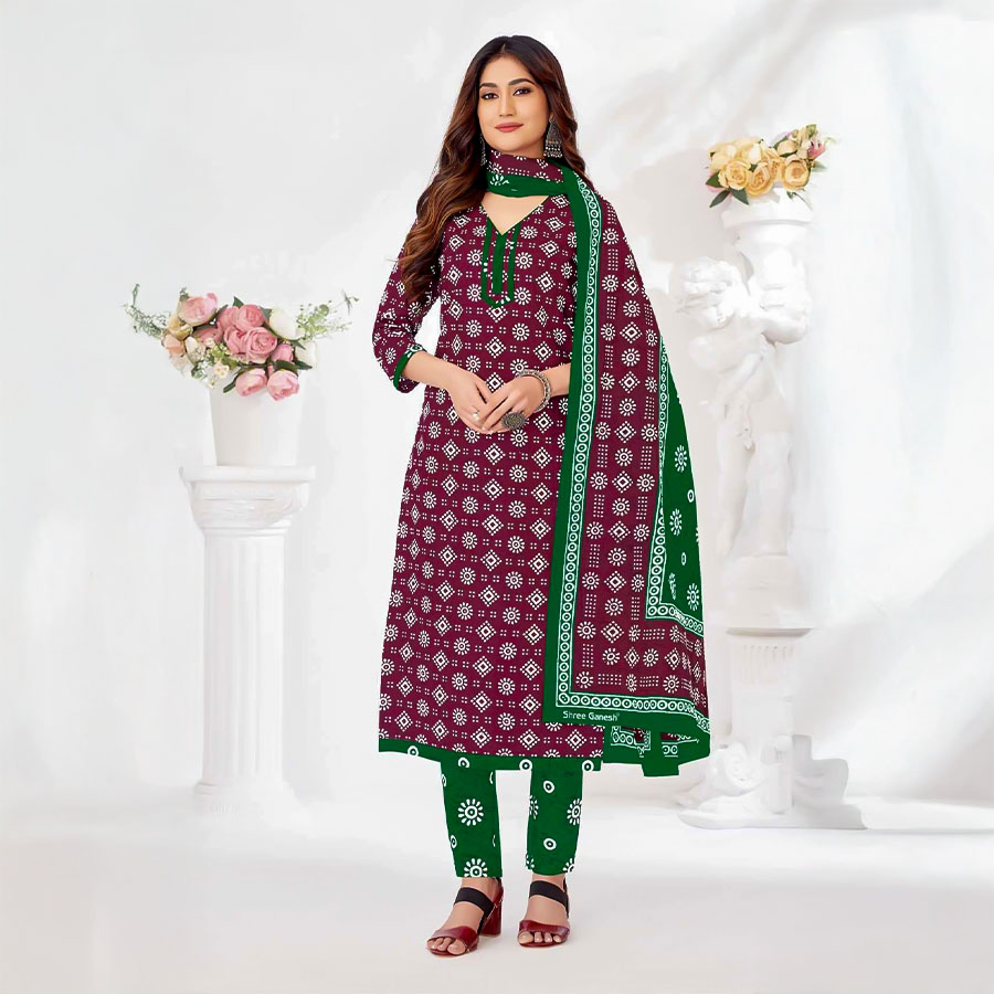 Magenta  Cotton Casual Wear Salwar Kameez