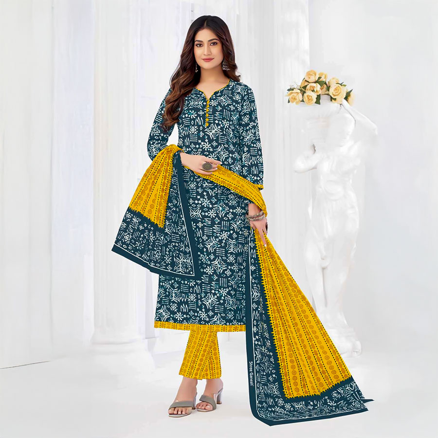 Blue  Cotton Casual Wear Salwar Kameez