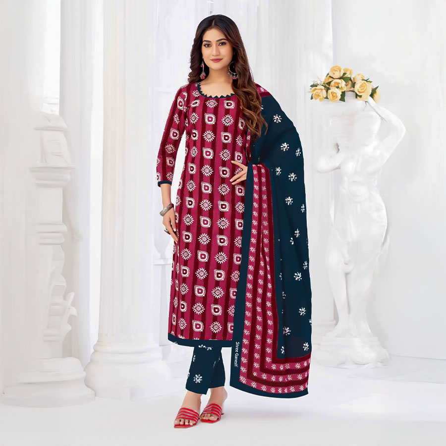 Magenta  Cotton Casual Wear Salwar Kameez