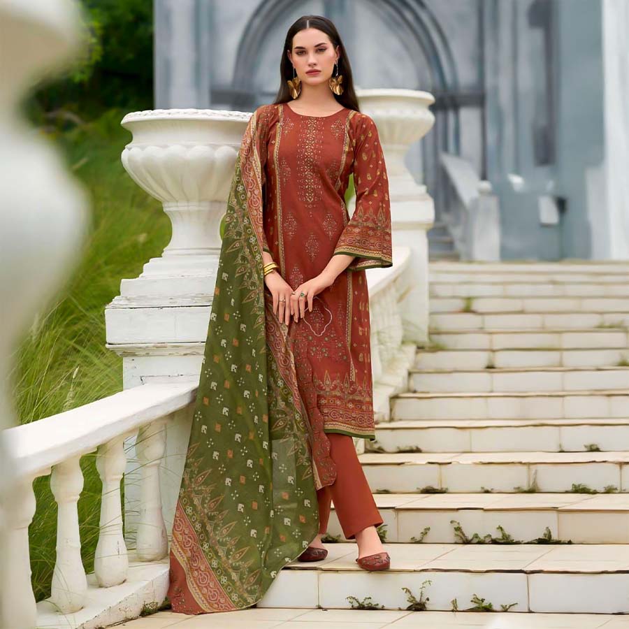 Brown  Cotton Casual Wear Salwar Kameez