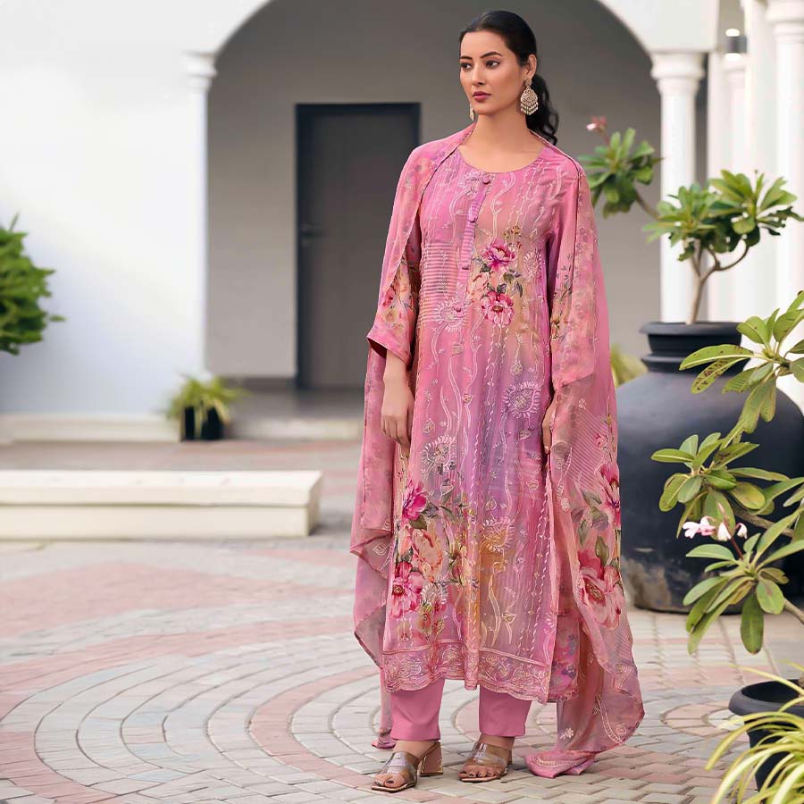 Pink  Georgette Party Wear Salwar Kameez