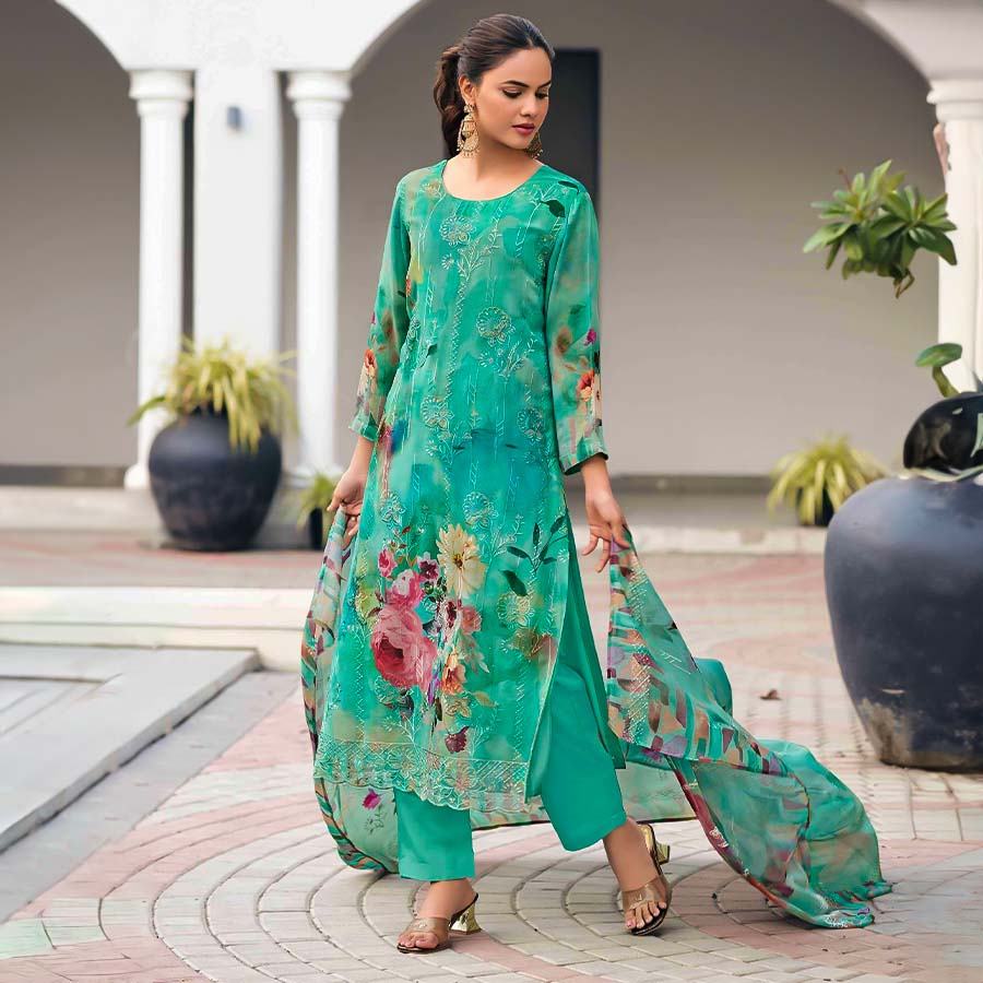 Green  Georgette Party Wear Salwar Kameez