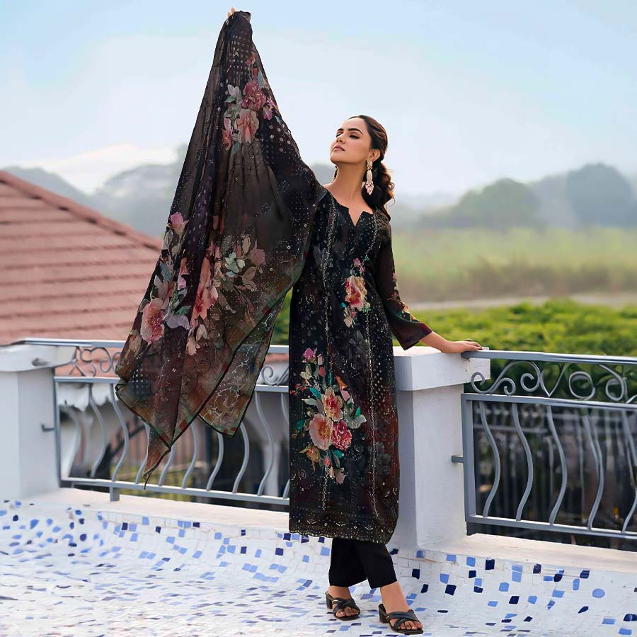 Black Georgette Party Wear Salwar Kameez