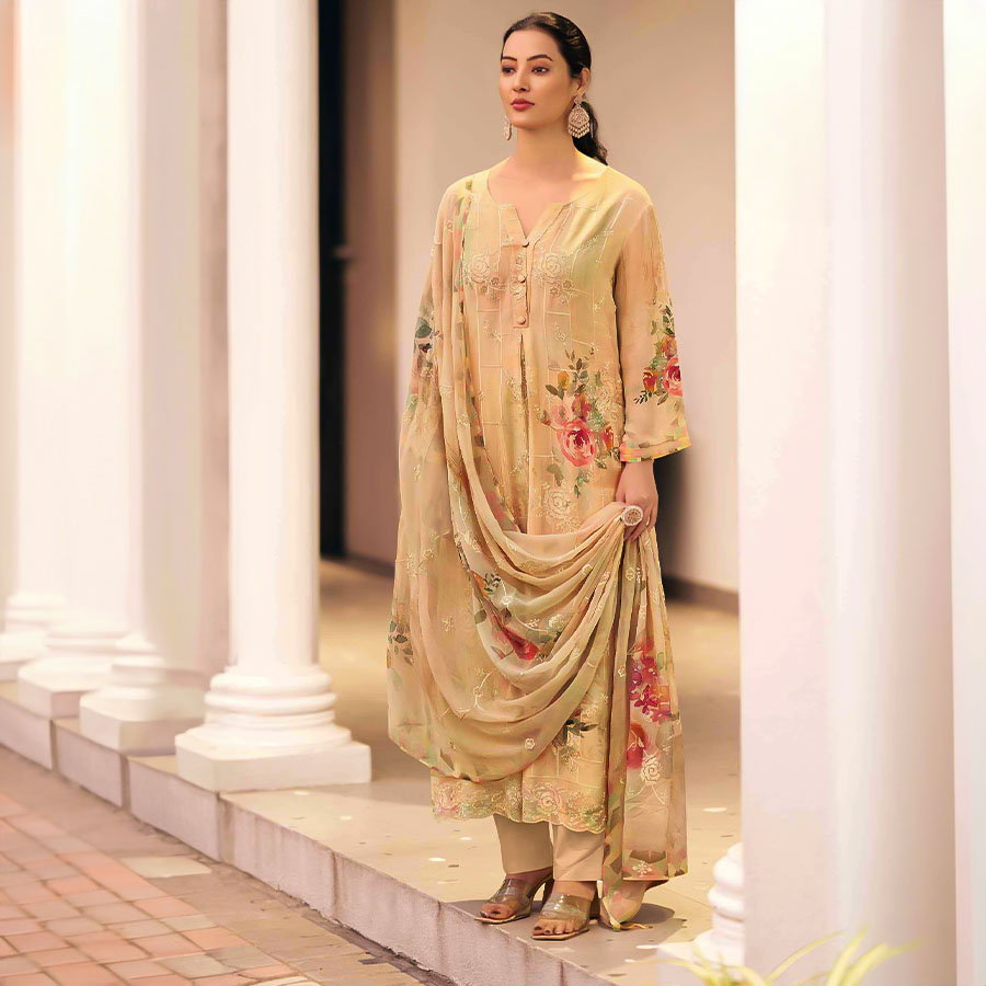 Yellow Georgette Party Wear Salwar Kameez