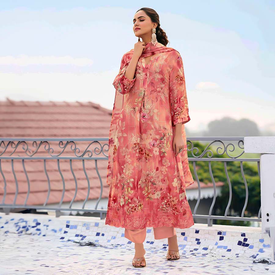 Pink  Georgette Party Wear Salwar Kameez