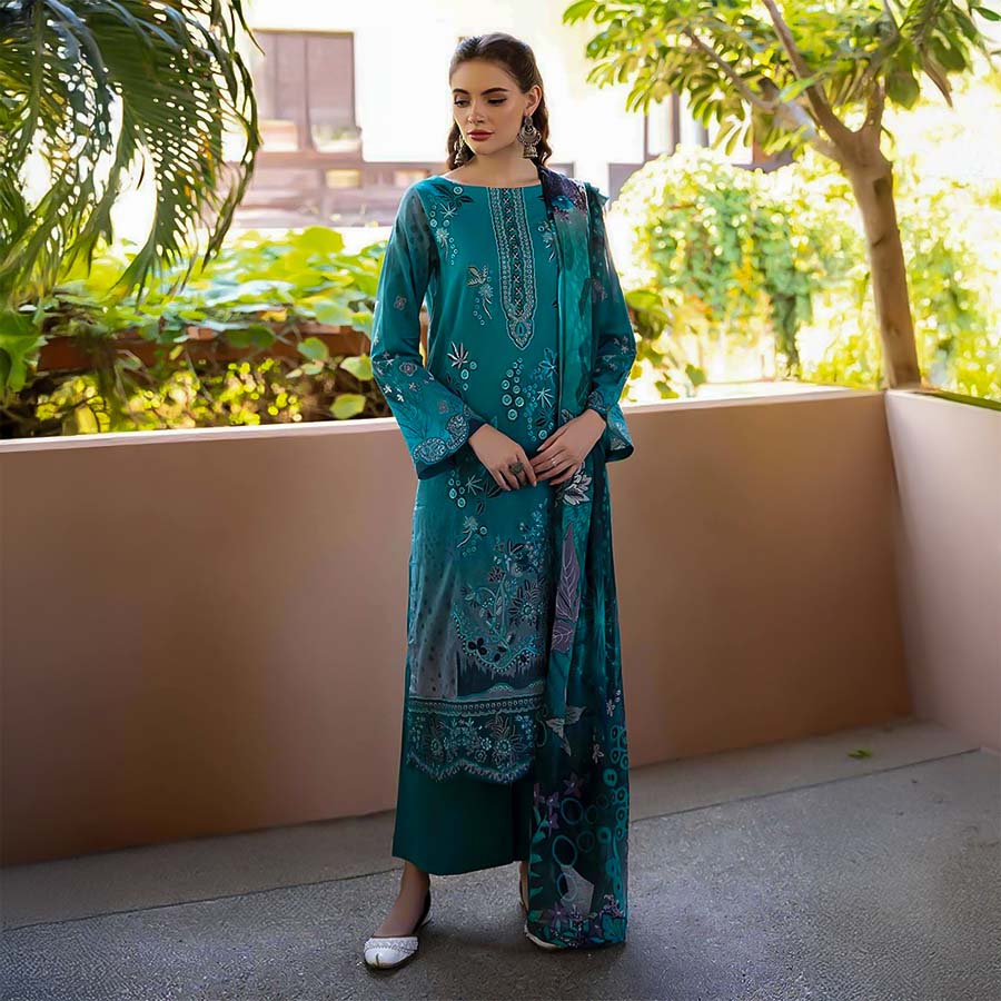 Green  Cotton Printed Salwar Kameez