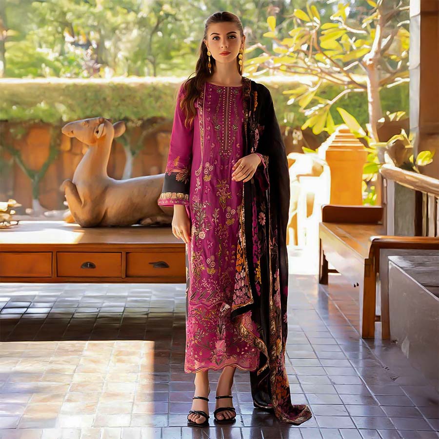 Magenta  Cotton Printed Salwar Kameez
