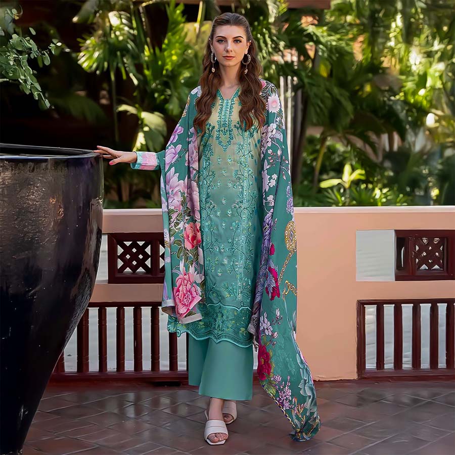 Sky Blue Cotton Printed Salwar Kameez