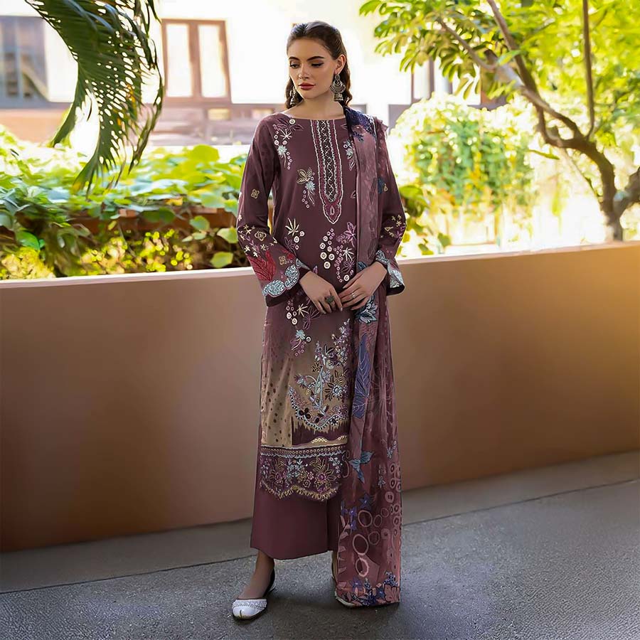 Brown  Cotton Printed Salwar Kameez