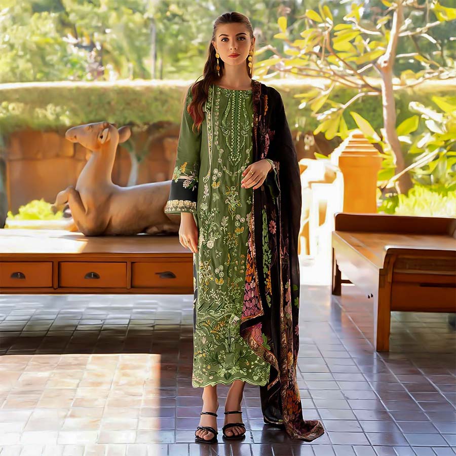 Green  Cotton Printed Salwar Kameez