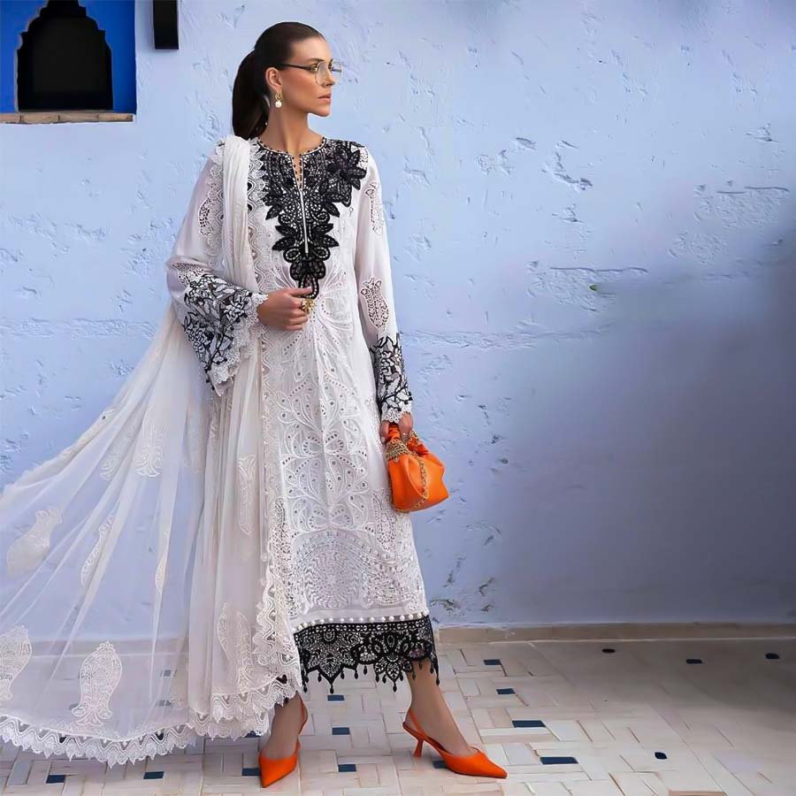 White  Cotton Casual Wear Salwar Kameez