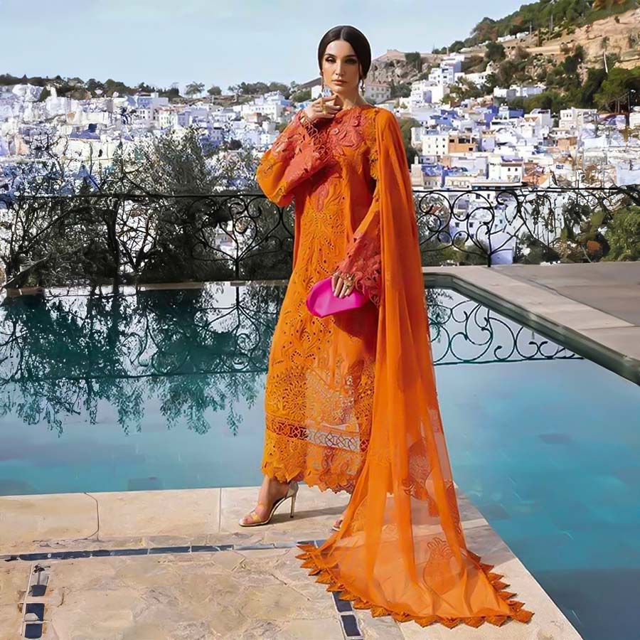 Orange  Cotton Casual Wear Salwar Kameez