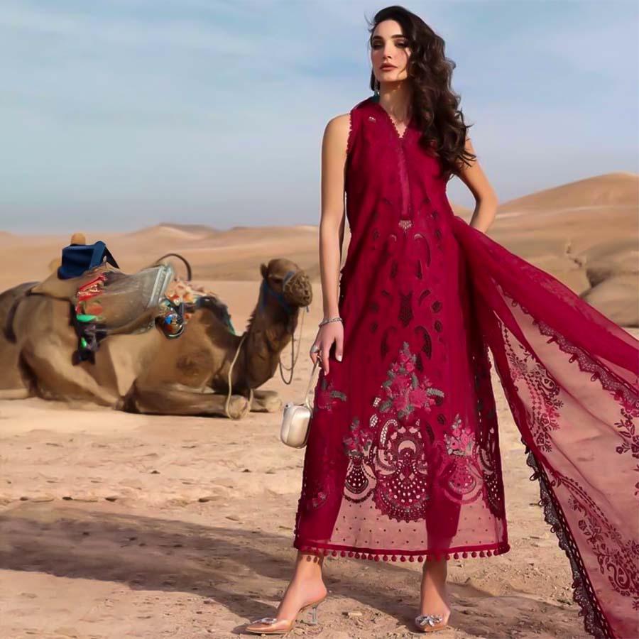 Red  Cotton Casual Wear Salwar Kameez