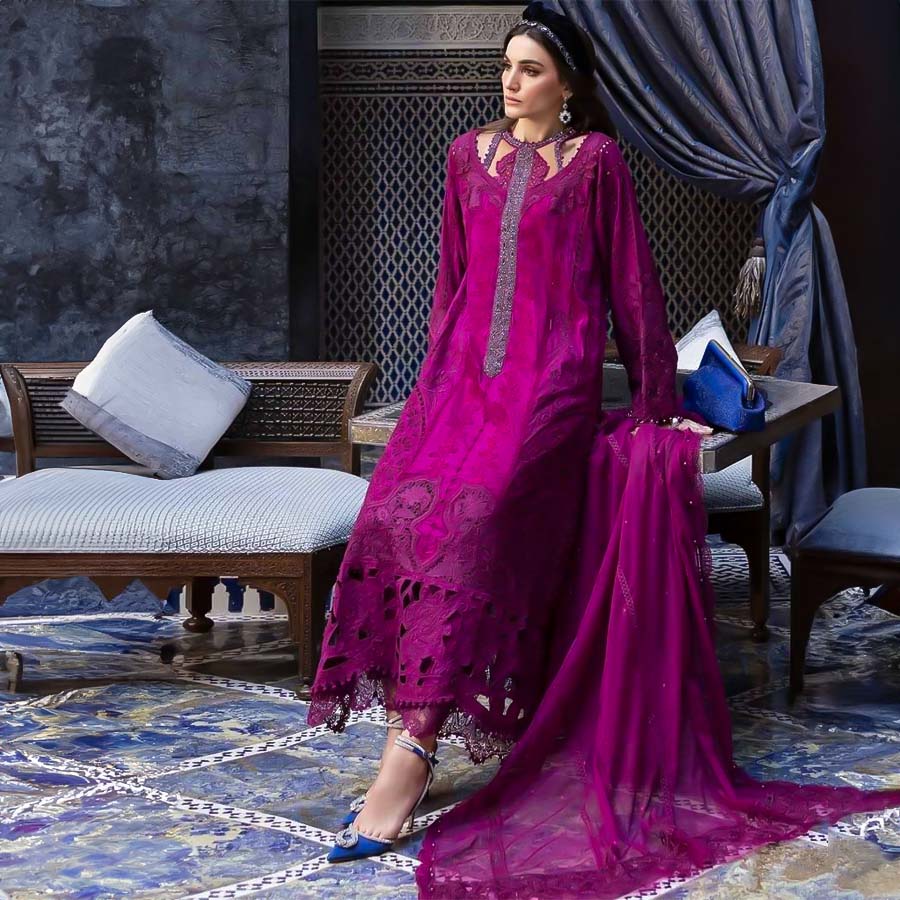 Violet Cotton Casual Wear Salwar Kameez