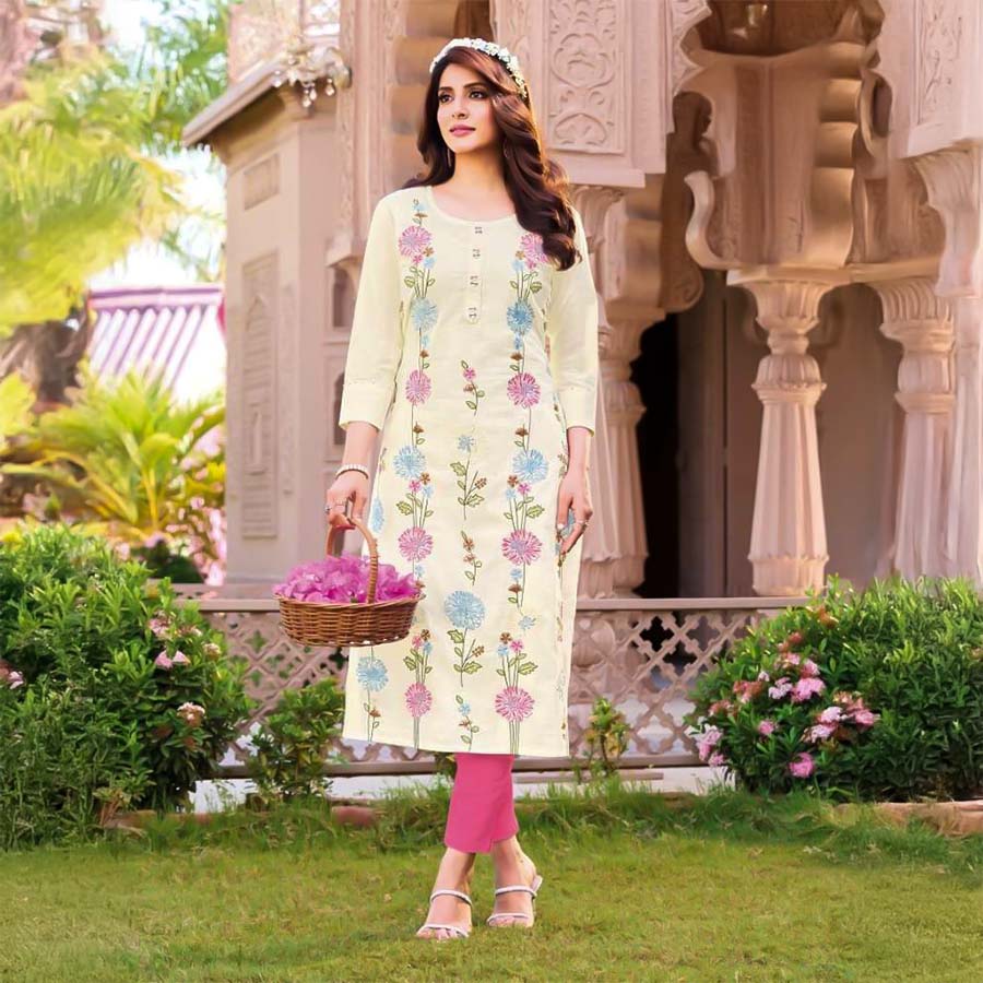 White  Linen Casual Wear Kurti