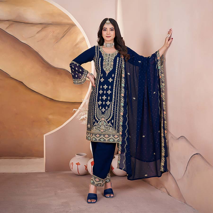 Blue Georgette Designer Salwar Kameez