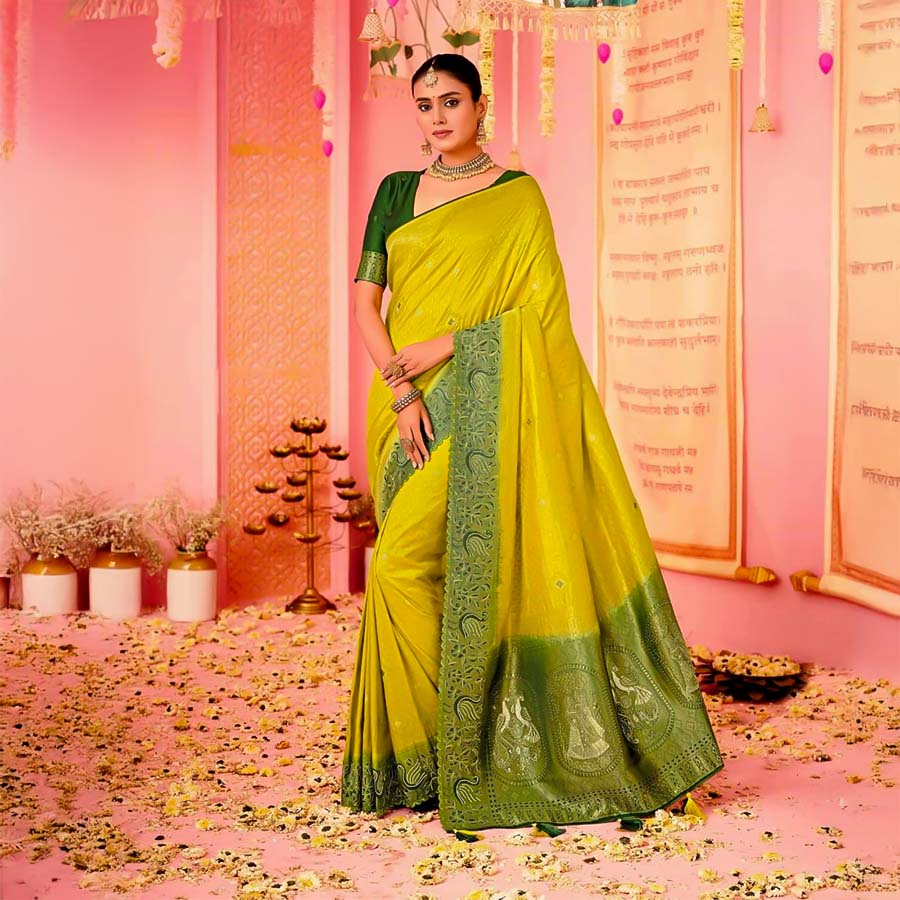 Green  Dola Silk  Party Wear Saree
