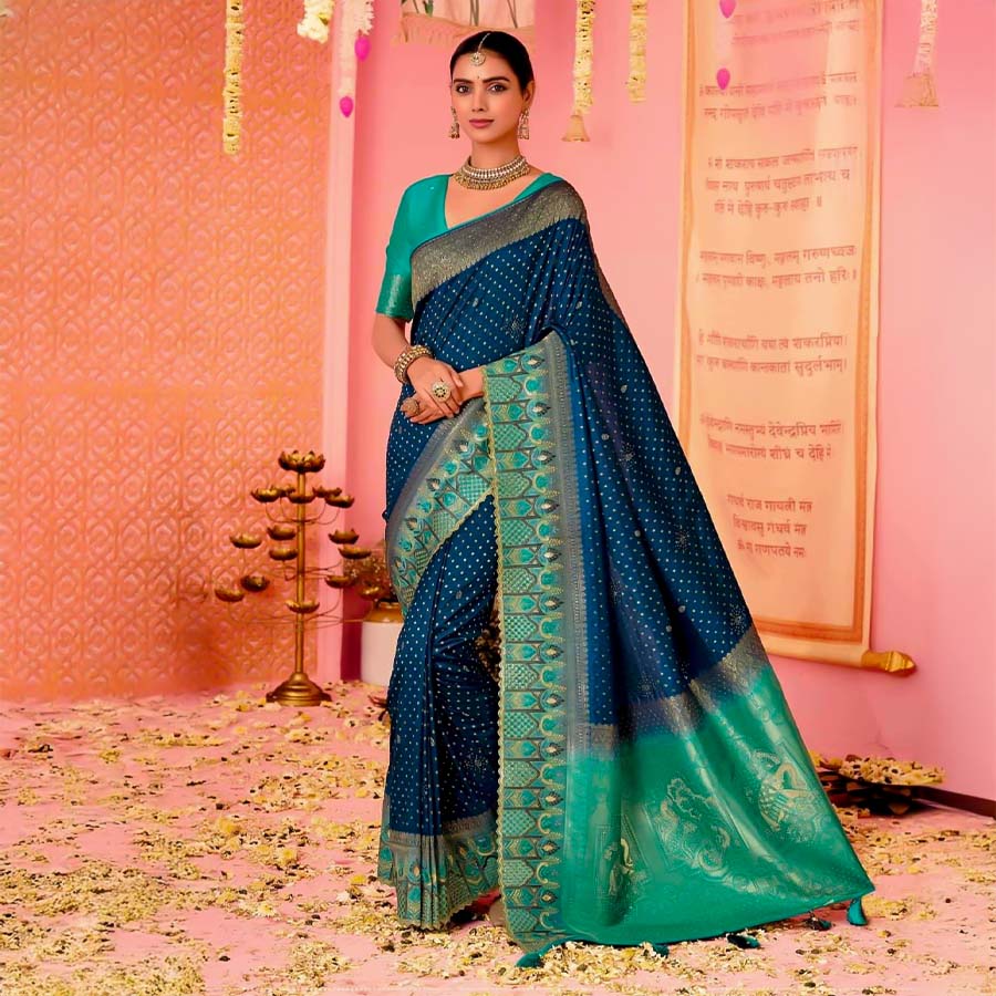 Blue  Dola Silk  Party Wear Saree