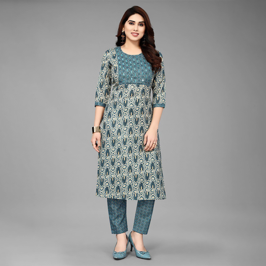 Blue cotton Casual Kurtis