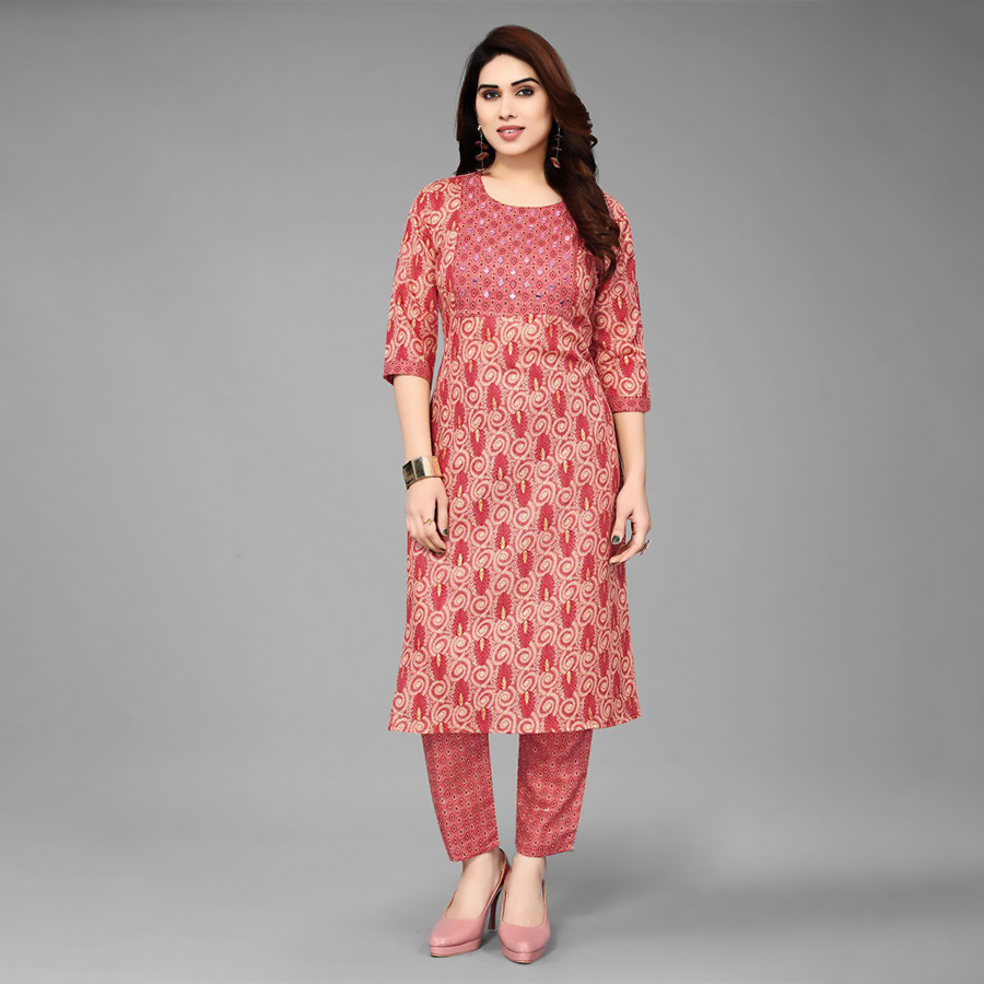 Red cotton Casual Kurtis