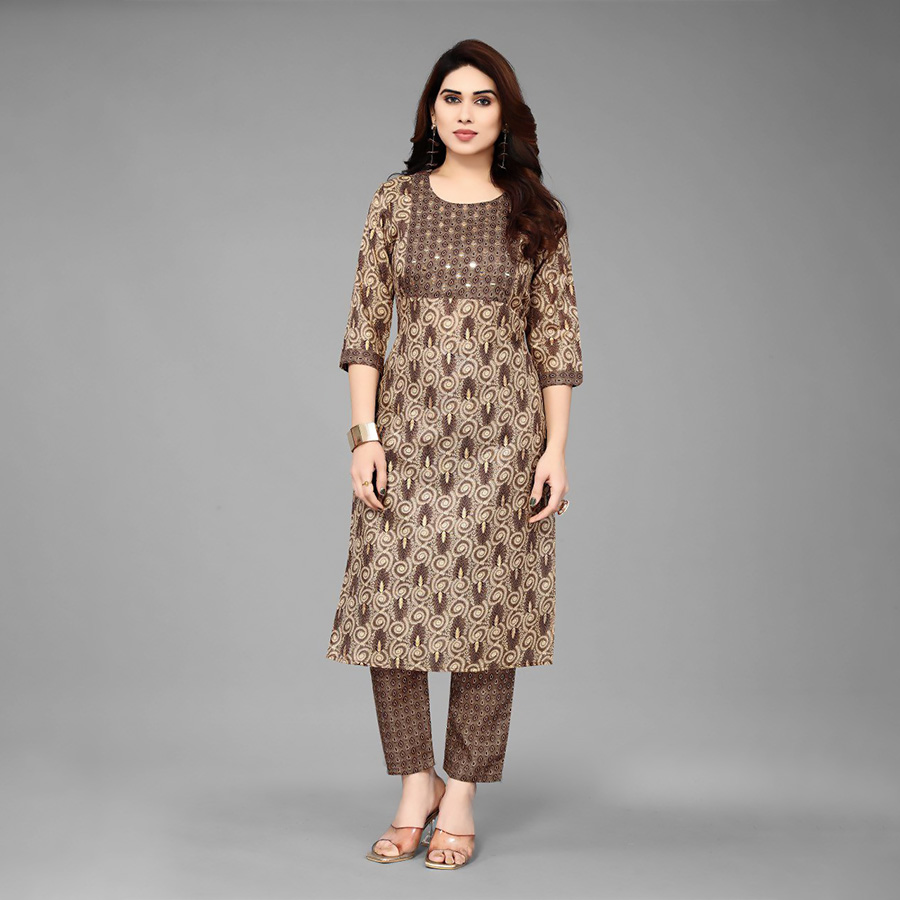 Brown cotton Casual Kurtis