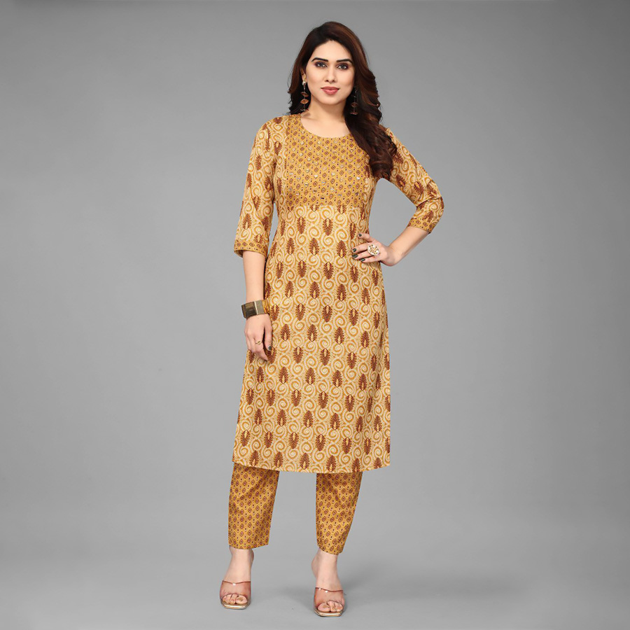 Yellow cotton Casual Kurtis