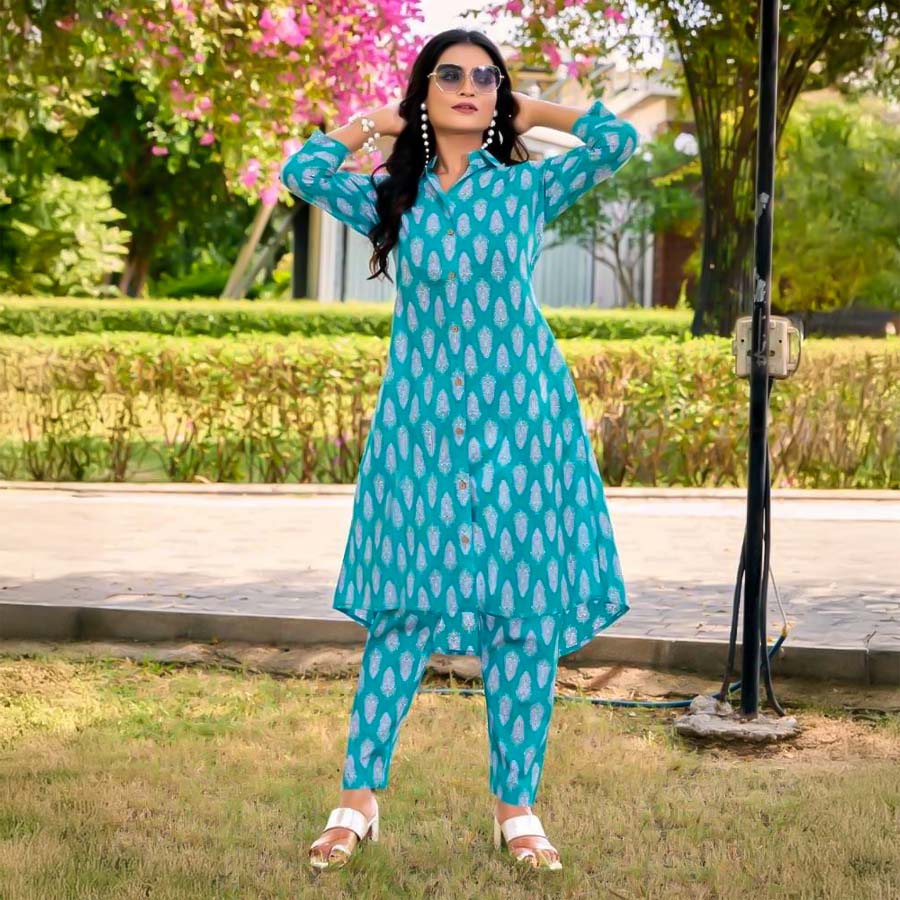 Blue Cotton Casual Wear Kurti
