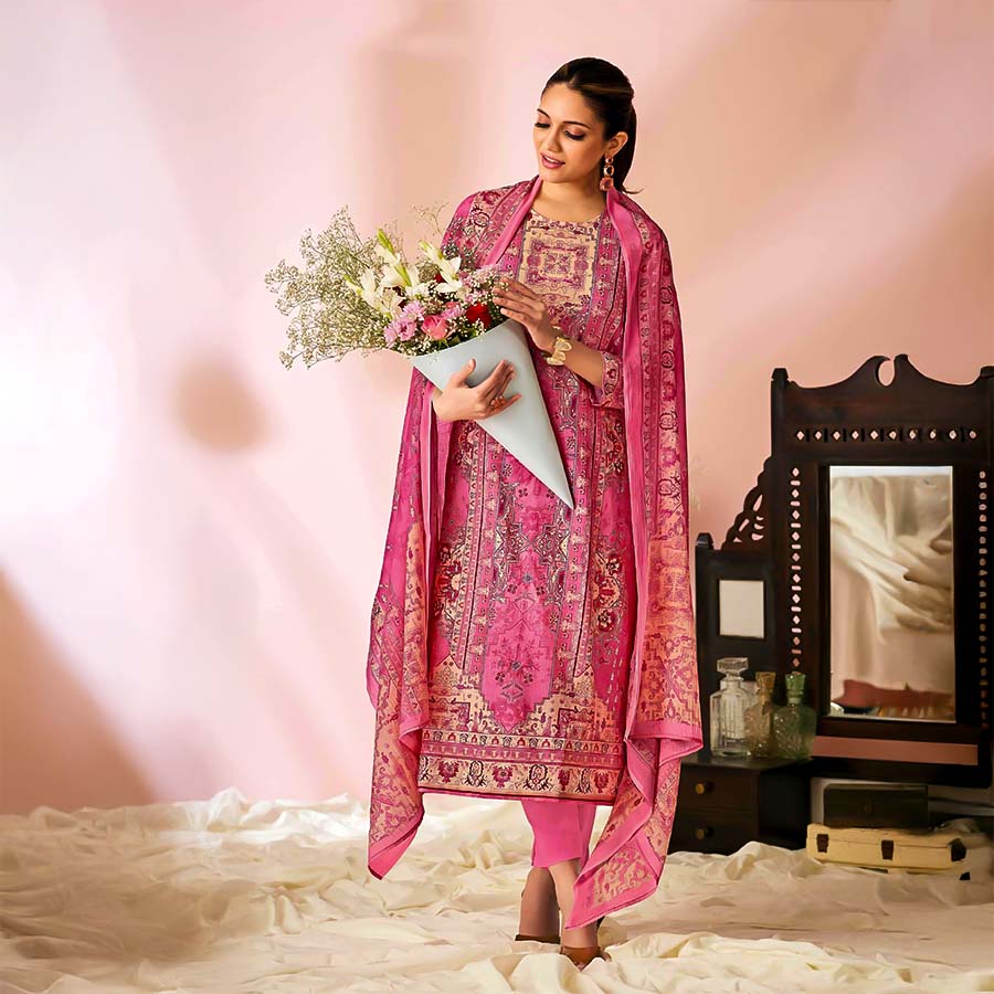 Pink  Lawn Cotton Casual Wear Salwar Kameez