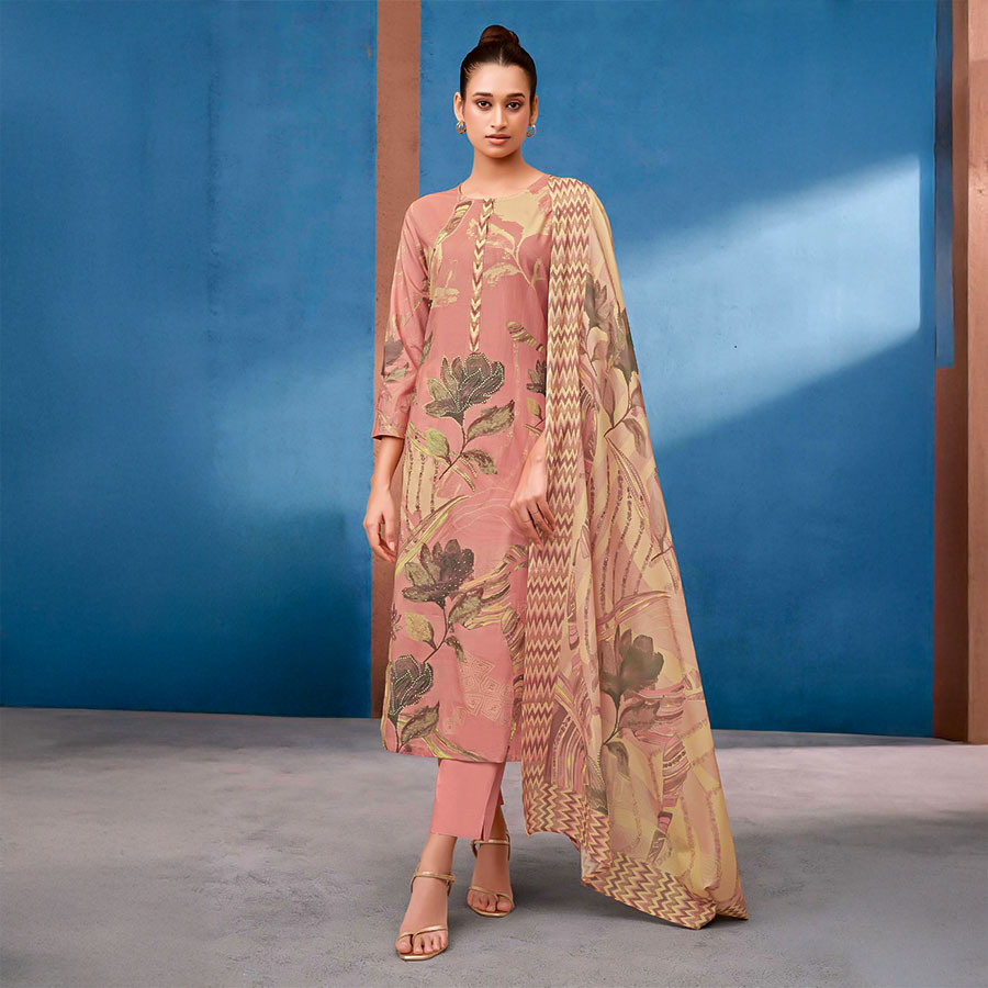 Orange  Cotton Lawn Casual Wear Salwar Kameez