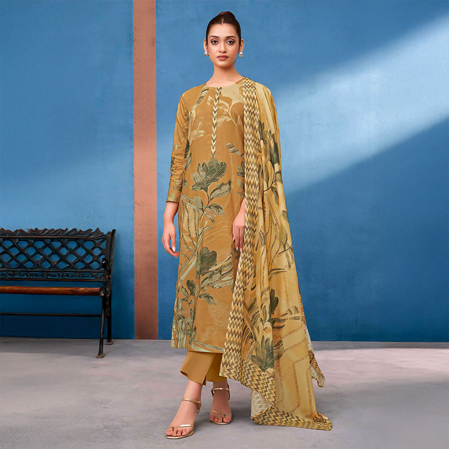 Yellow Cotton Lawn Casual Wear Salwar Kameez