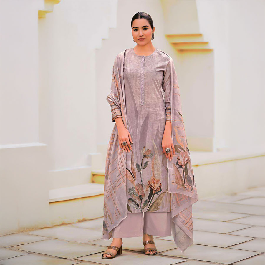 Purple  Lawn Cotton Casual Wear Salwar Kameez