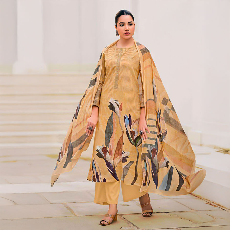 Yellow Lawn Cotton Casual Wear Salwar Kameez