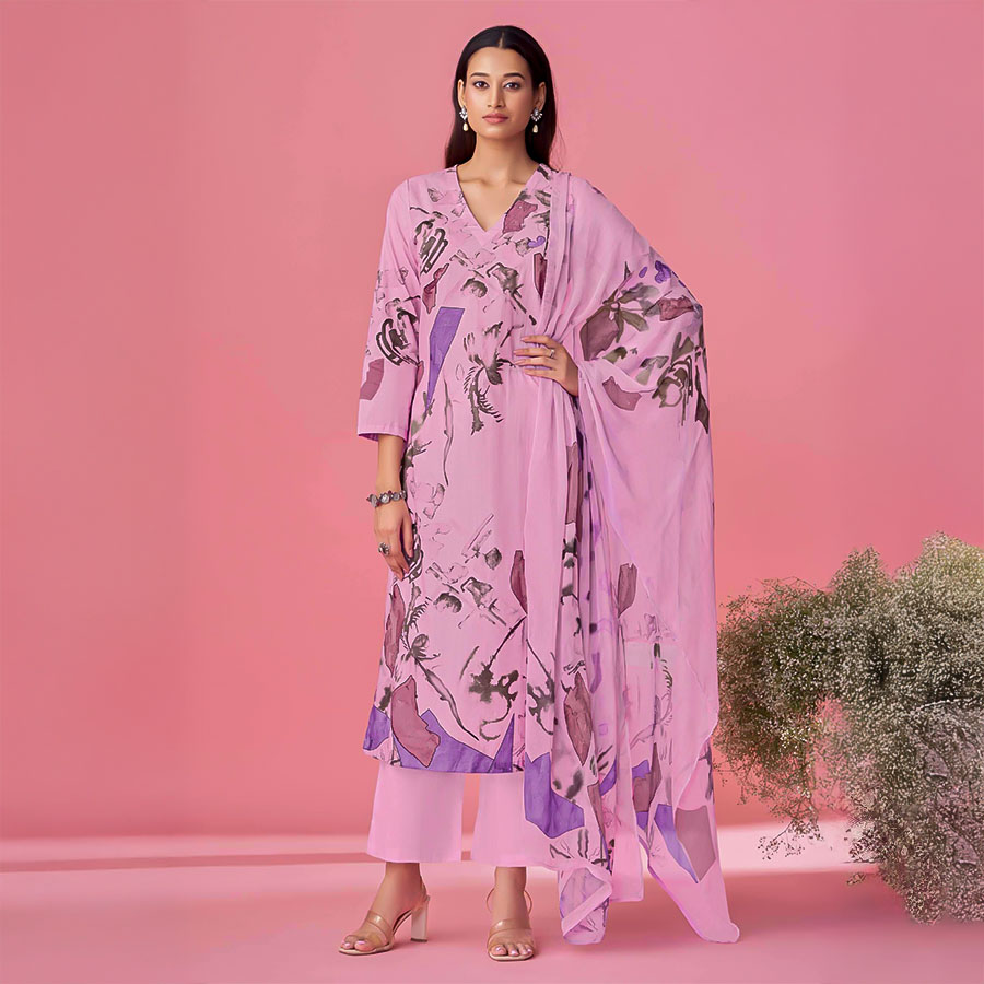 Purple Cotton Lawn Casual Wear Salwar Kameez