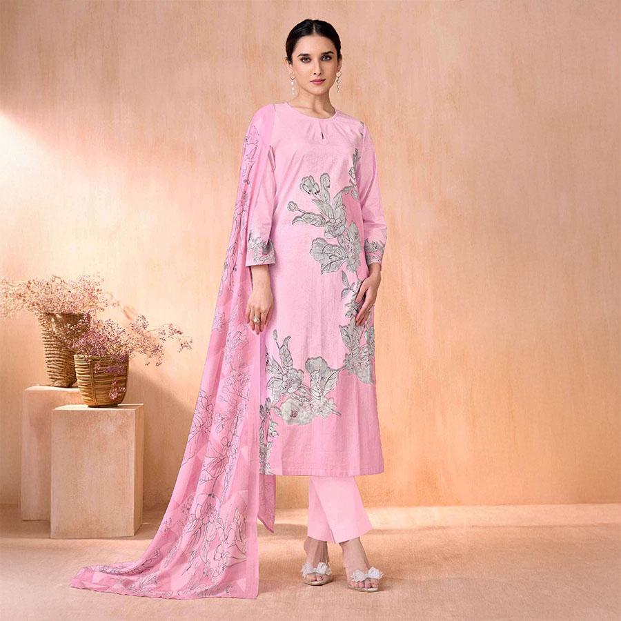 Purple  Lawn Cotton Casual Wear Salwar Kameez