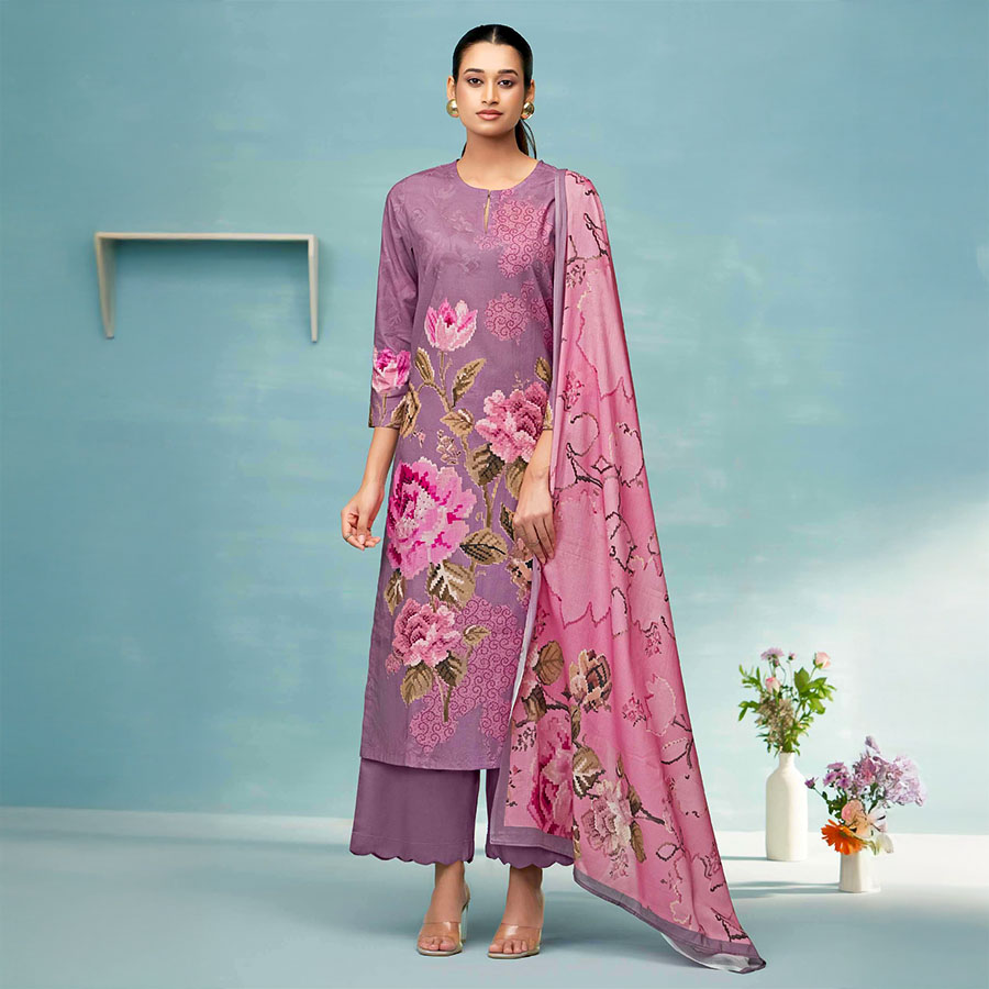 Purple  Cotton Lawn Casual Wear Salwar Kameez