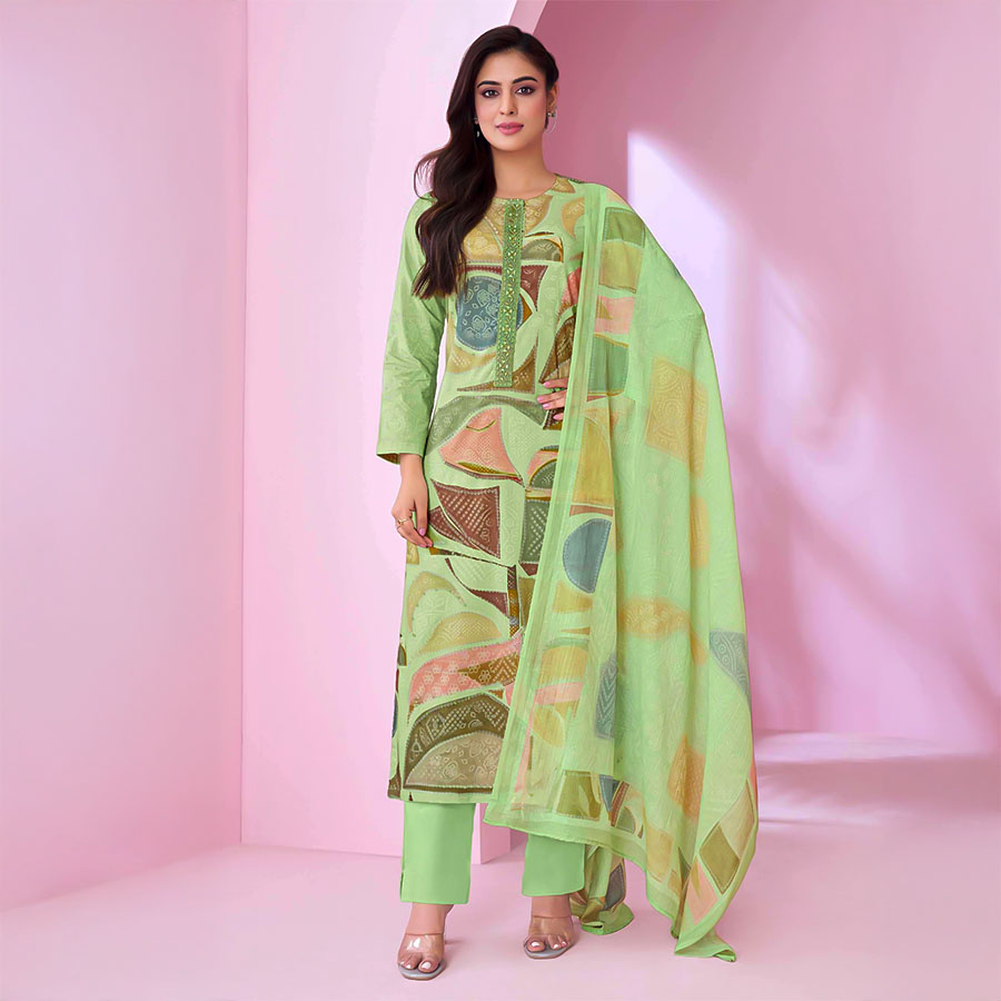 Green  Cotton Lawn Casual Wear Salwar Kameez