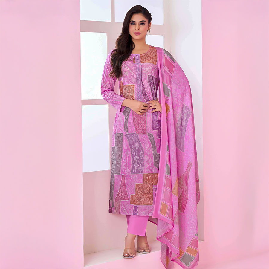Purple Cotton Lawn Casual Wear Salwar Kameez