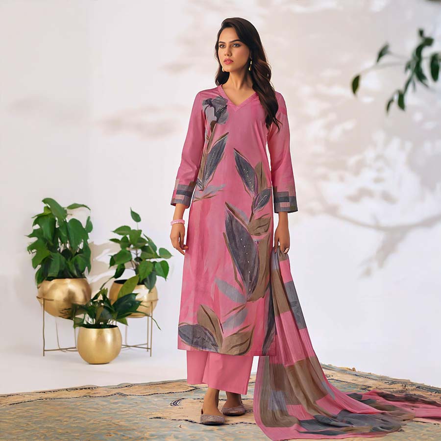 Pink  Cotton Casual Wear Salwar Kameez