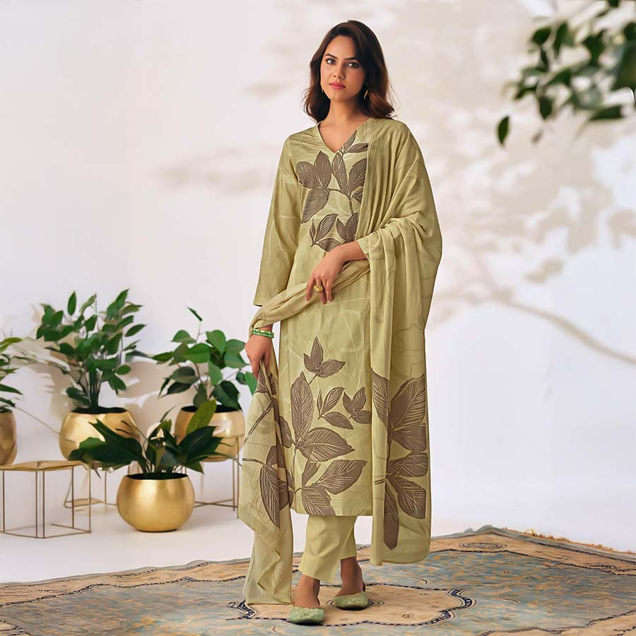 Green  Cotton Casual Wear Salwar Kameez