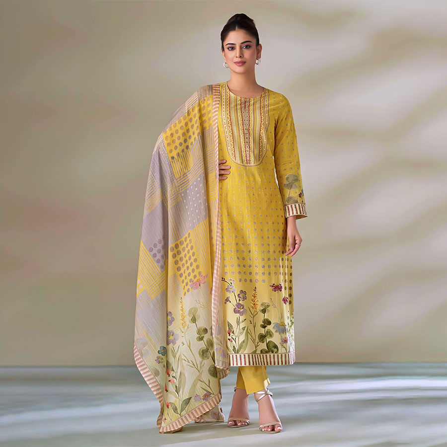 Yellow Cotton Lawn Casual Wear Salwar Kameez
