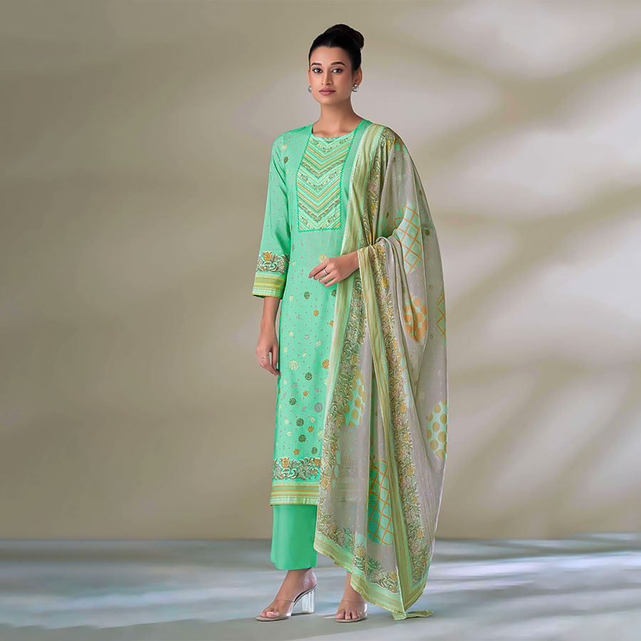 Green  Cotton Lawn Casual Wear Salwar Kameez