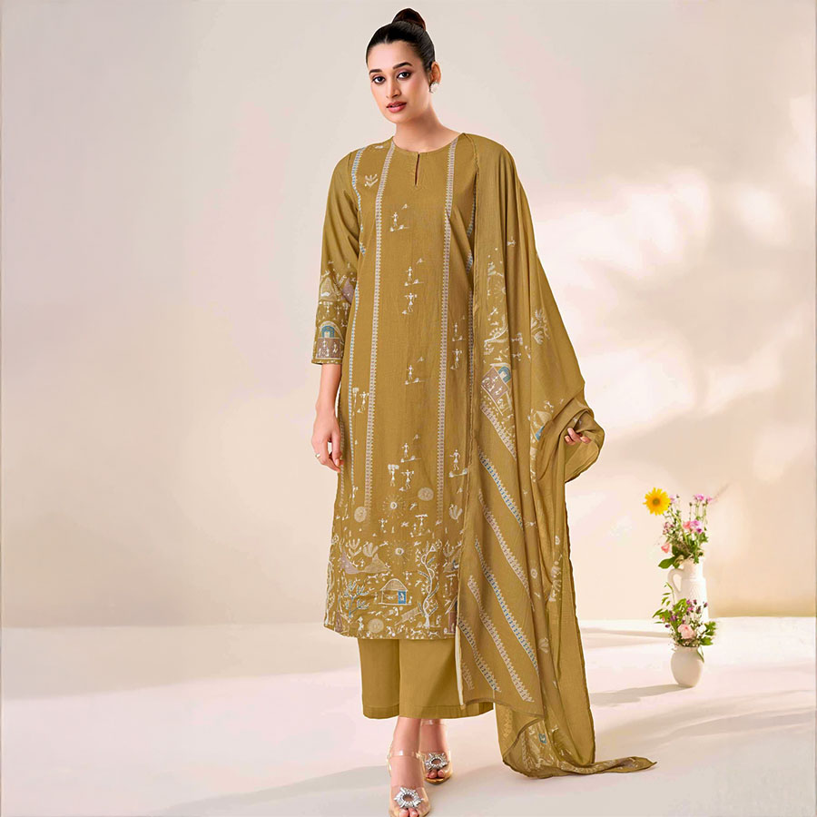 Green  Cotton Lawn  Casual Wear Salwar Kameez