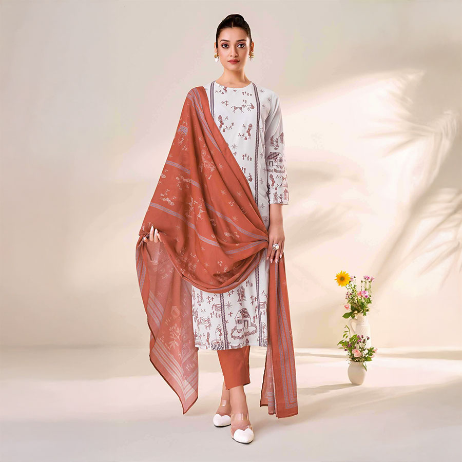 White  Cotton Lawn  Casual Wear Salwar Kameez