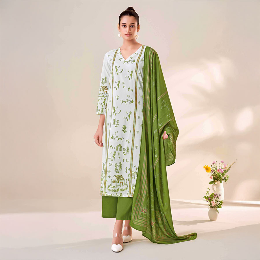 White  Cotton Lawn  Casual Wear Salwar Kameez