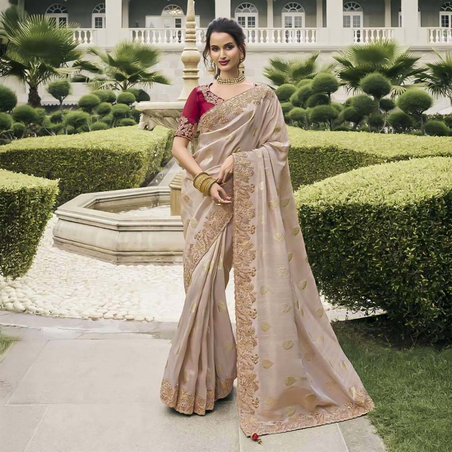 Grey Tissue Silk Designer Saree