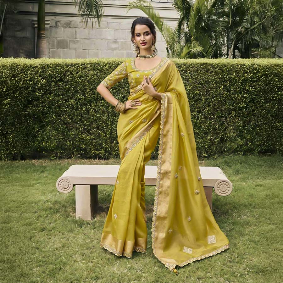 Green  Tissue Silk Designer Saree