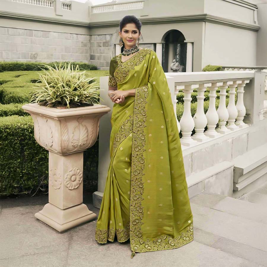 Green  Tissue Silk Designer Saree